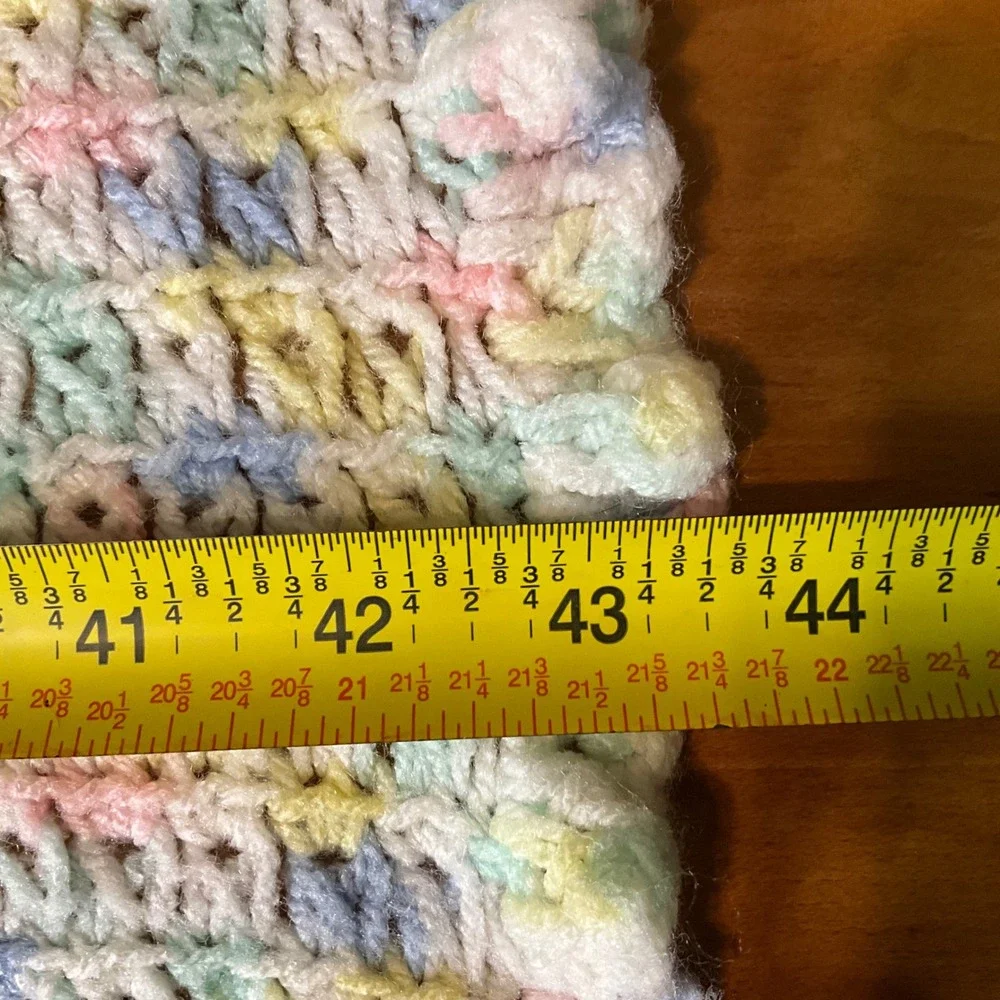 Handmade Baby Blanket Pastel Multi Color Crochet Heirloom‎ Gramma Made